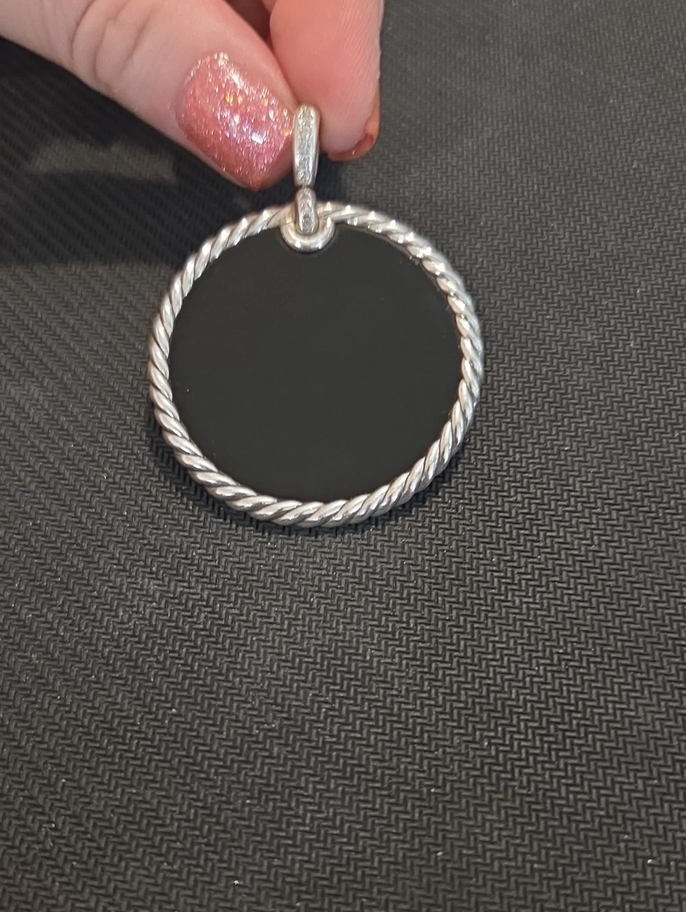 David Yurman Black Onyx/Mother Of Pearl Elements Cable Enhancer Pendant